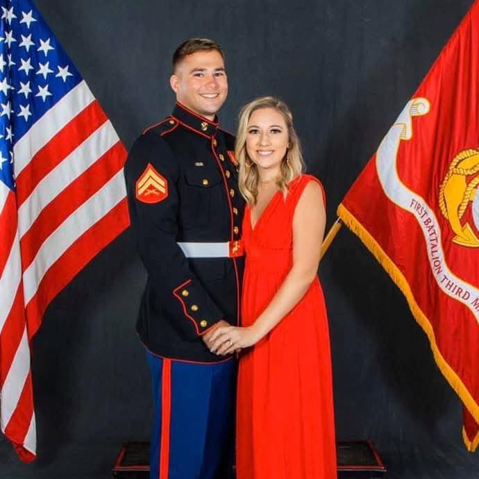 Luke Dorrough, founder of L&D Garage Co., in U.S. Marine Corps dress uniform